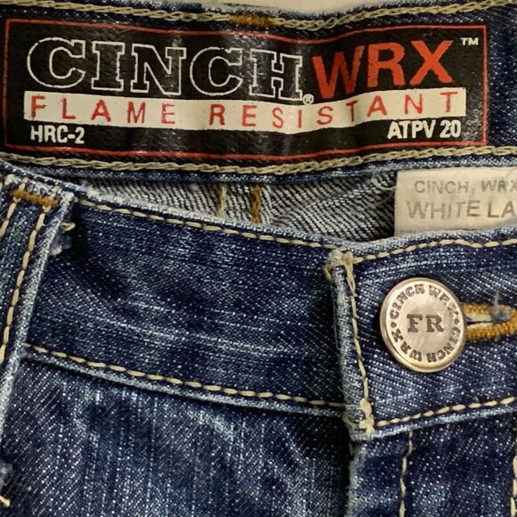 Cinch WRX FR Straight White Label Flame Resistant Blue Jeans 36x30 Workwear - Picture 6 of 11